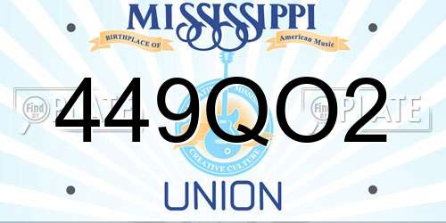 449QO2 Mississippi License Plate