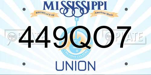 449QO7 Mississippi License Plate