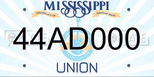 44AD000 Mississippi License Plate