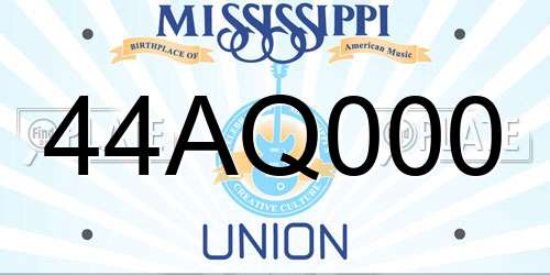 44AQ000 Mississippi License Plate