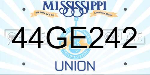 44GE242 Mississippi License Plate