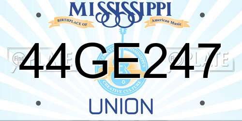 44GE247 Mississippi License Plate