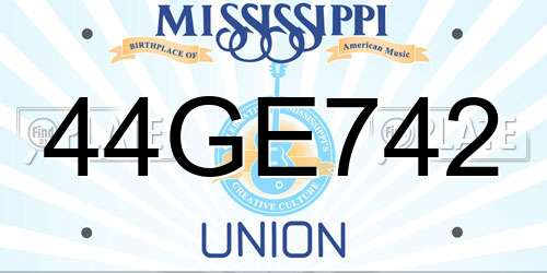 44GE742 Mississippi License Plate
