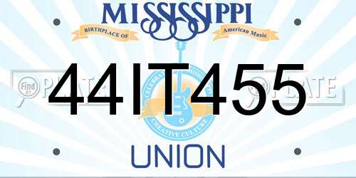 44IT455 Mississippi License Plate