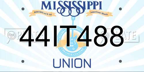 44IT488 Mississippi License Plate