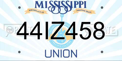 44IZ458 Mississippi License Plate