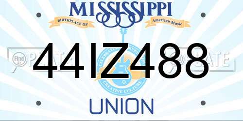 44IZ488 Mississippi License Plate