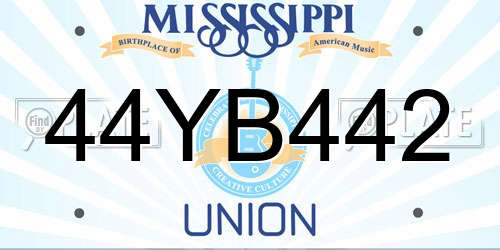 44YB442 Mississippi License Plate