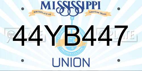 44YB447 Mississippi License Plate