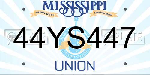 44YS447 Mississippi License Plate