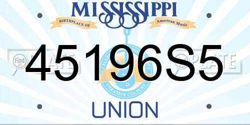 45196S5 Mississippi License Plate