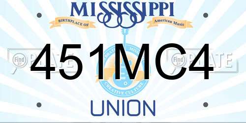 451MC4 Mississippi License Plate