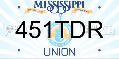 451TDR Mississippi License Plate