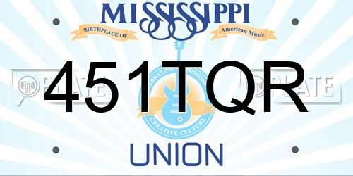 451TQR Mississippi License Plate