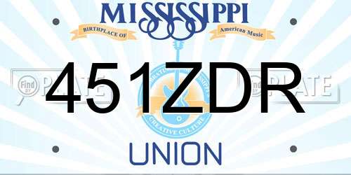 451ZDR Mississippi License Plate