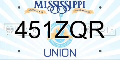 451ZQR Mississippi License Plate