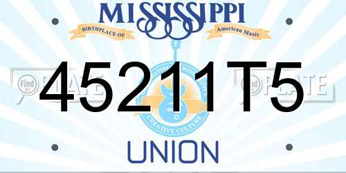 45211T5 Mississippi License Plate