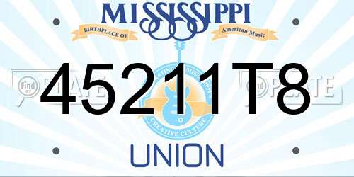 45211T8 Mississippi License Plate