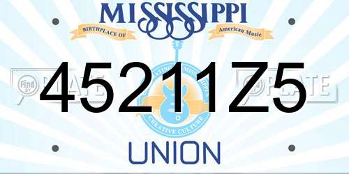 45211Z5 Mississippi License Plate