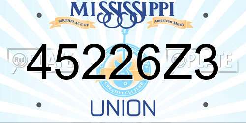45226Z3 Mississippi License Plate