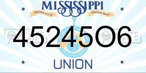 45245O6 Mississippi License Plate