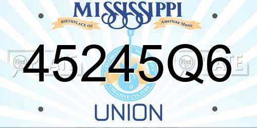 45245Q6 Mississippi License Plate