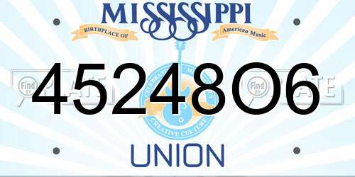45248O6 Mississippi License Plate