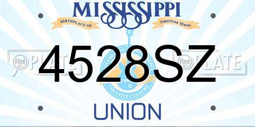 4528SZ Mississippi License Plate