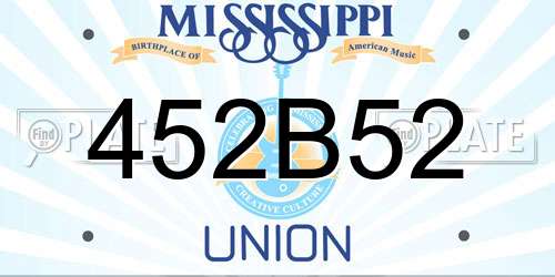 452B52 Mississippi License Plate