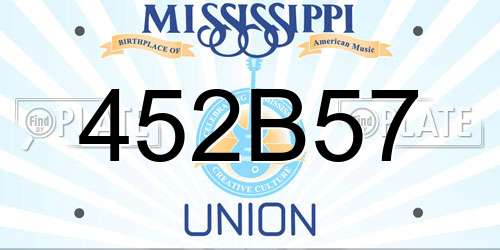 452B57 Mississippi License Plate