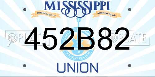 452B82 Mississippi License Plate