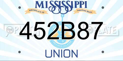 452B87 Mississippi License Plate