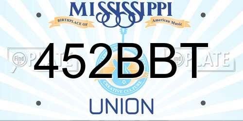 452BBT Mississippi License Plate