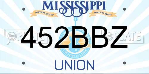 452BBZ Mississippi License Plate