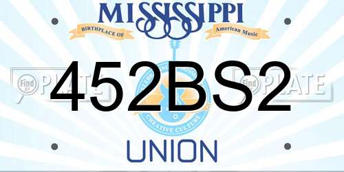 452BS2 Mississippi License Plate