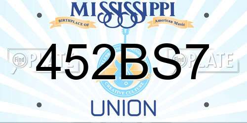 452BS7 Mississippi License Plate