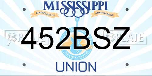 452BSZ Mississippi License Plate