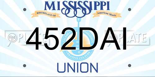 452DAI Mississippi License Plate