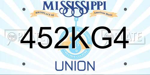452KG4 Mississippi License Plate