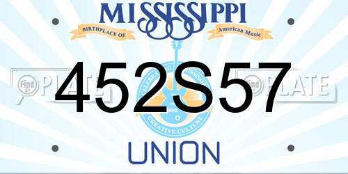 452S57 Mississippi License Plate