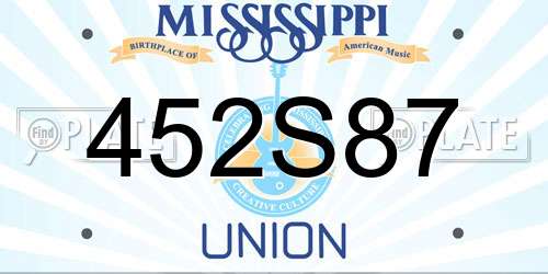 452S87 Mississippi License Plate