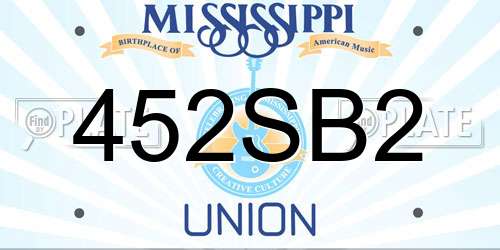 452SB2 Mississippi License Plate