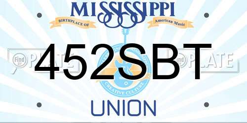 452SBT Mississippi License Plate