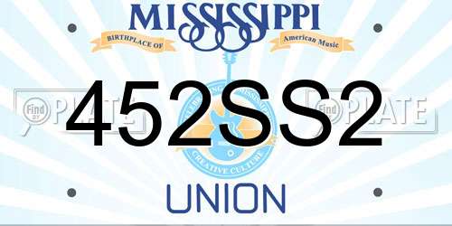 452SS2 Mississippi License Plate