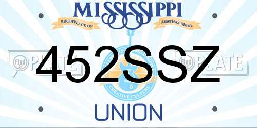 452SSZ Mississippi License Plate