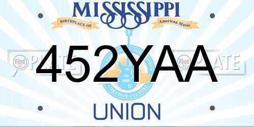 452YAA Mississippi License Plate