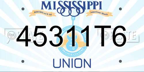 45311T6 Mississippi License Plate