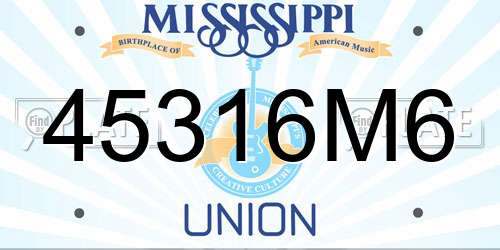 45316M6 Mississippi License Plate