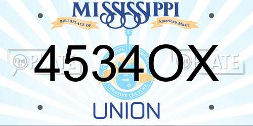 4534OX Mississippi License Plate