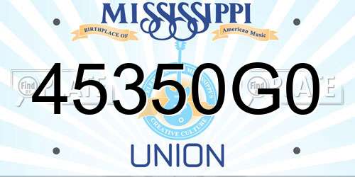 45350G0 Mississippi License Plate
